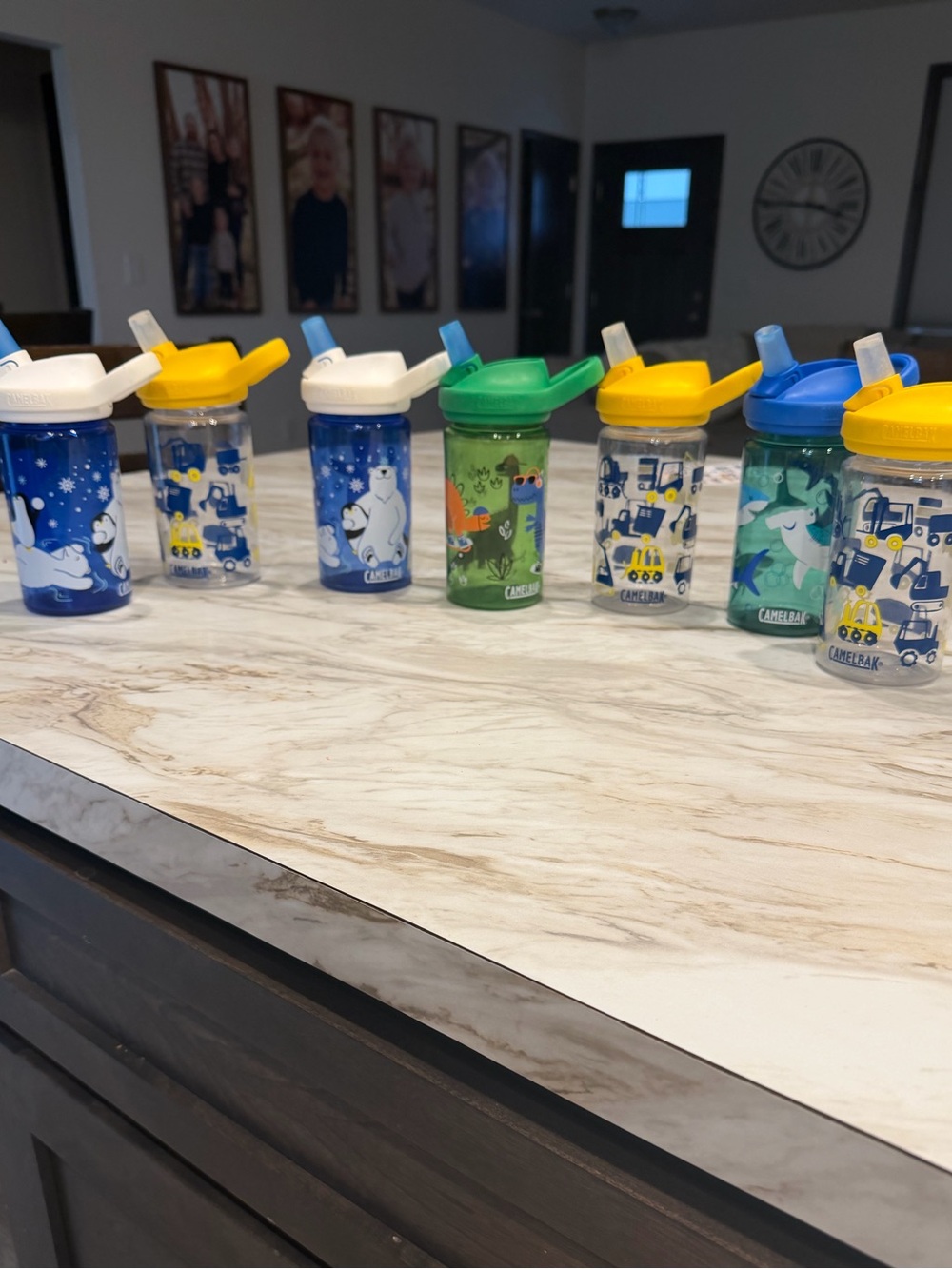 CamelBak Kids Straw Bottles - Blue, Yellow, Green, White Lid Mix 7 bottles